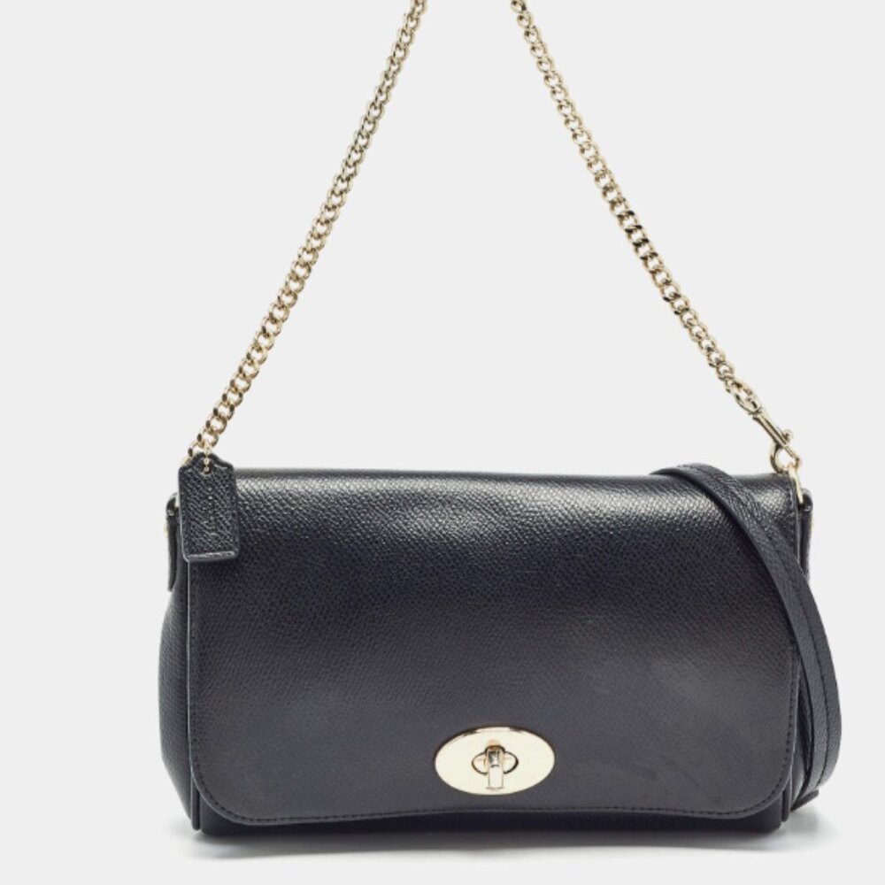 Coach Black Leather Crosstown Turnlock Crossbody Bag